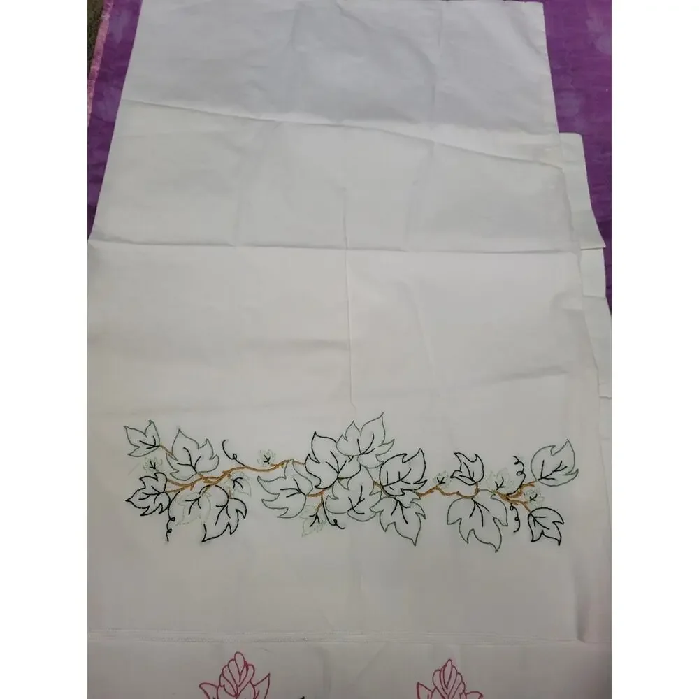 Vintage Hand Embroidered Hand Crocheted Pillow Cases Lot Of 3